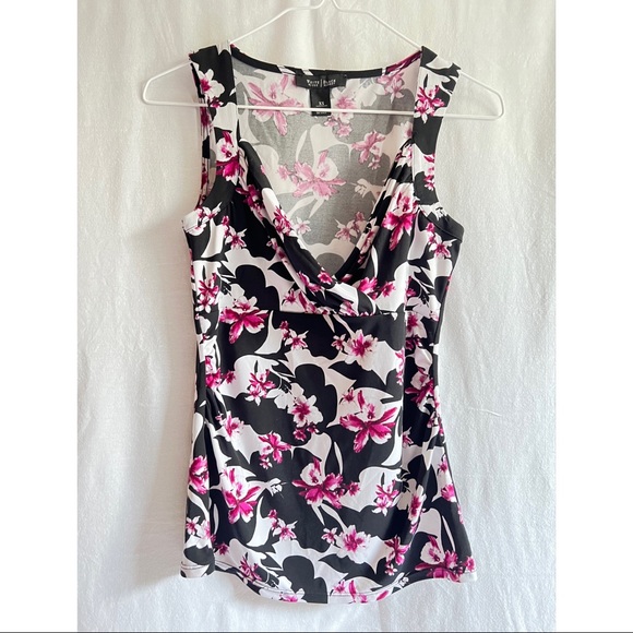 WHBM Floral V-Neck Sleeveless Blouse - Picture 1 of 5